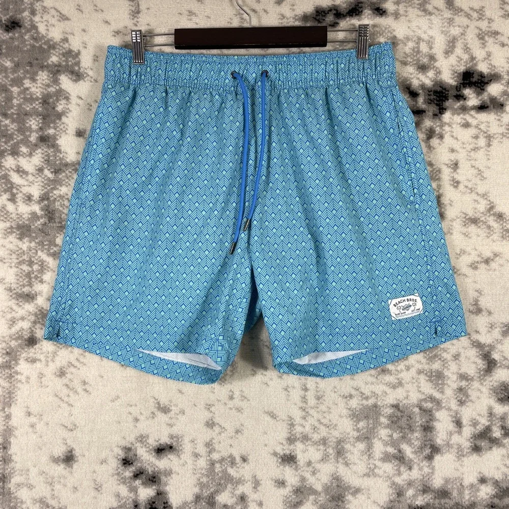 Beach‎ Bros Swim Trunks Mens Size Extra Large Blue Beach Pool Summer Vacation